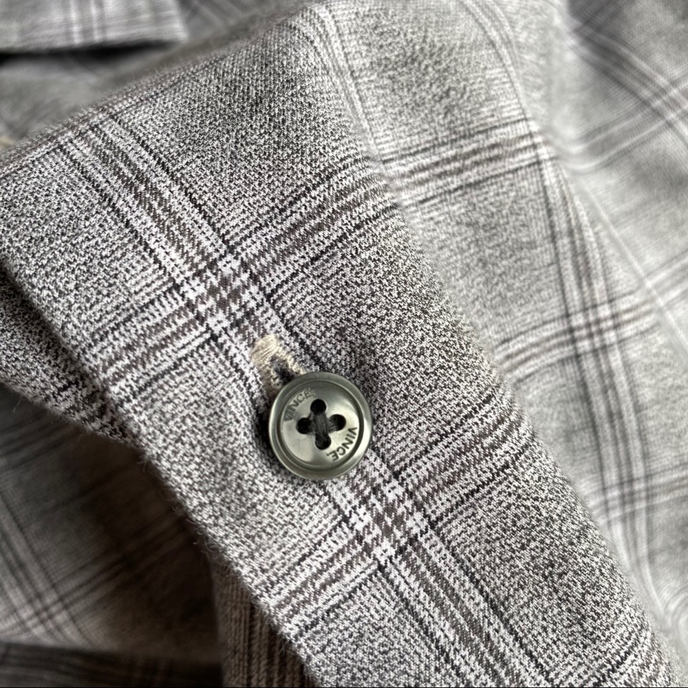 VINCE gray plaid button down men’s shirt